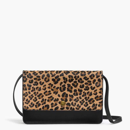 Calf hair leopard crossbody bag