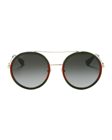 Bi-Color Round Aviator Sunglasses