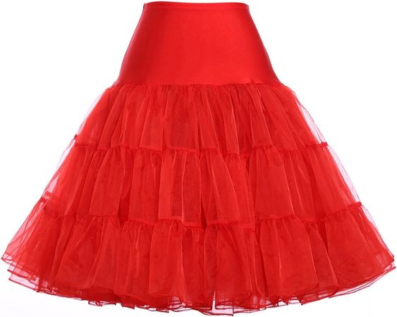 GRACE KARIN Women's Elegant Orangza Crinoline Ball Gown Petticoat Full Hoopless Underskirts Long Slips Dress (Red,2X) at Amazon Women’s Clothing store