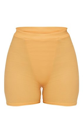 Peach Ribbed Cycle Shorts | Co-Ords | PrettyLittleThing USA