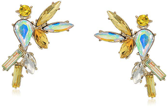 Betsey Johnson Critters Bright Yellow Cockatoo Stud Earrings, One Size: Clothing