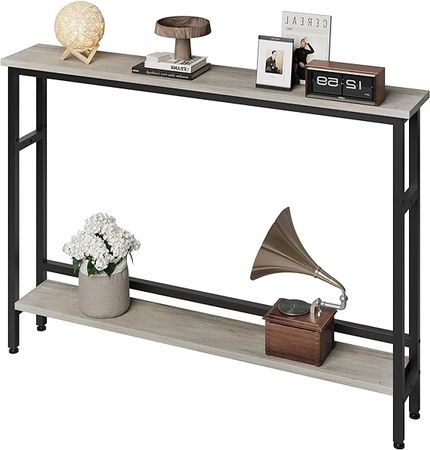 Amazon.com: IDEALHOUSE 5.9" Narrow Sofa Table, 2 Tier Skinny Console Table with Adjustable Shelf, Slim Behind Couch Table for Living Room, Entryway, Hallway, Foyer - Grey : Home & Kitchen
