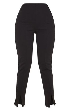 Black Split Front Trouser | Trousers | PrettyLittleThing