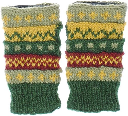 Winter wonder soft fingerless Fleece Lined Hand Knit gloves-Olive-One Size at Amazon Women’s Clothing store