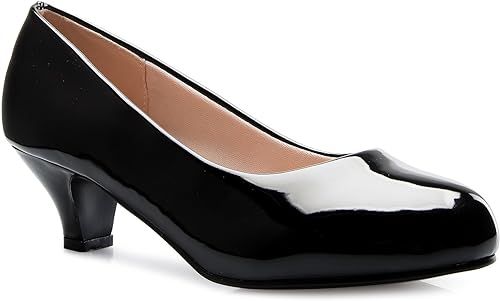 Amazon.com | Olivia K Womens Classic Closed Toe Kitten Heel Pumps | Dress, Work, Party Low Heeled (Black Patent*, 6.5) | Pumps