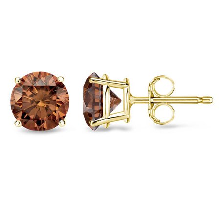 Shop Auriya 1/4 to 2ctw Brown Diamond Stud Earrings 14K Yellow Gold - Overstock - 10364185