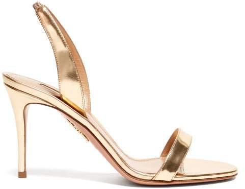 So Nude 85 Mirrored Leather Slingback Sandals - Womens - Gold