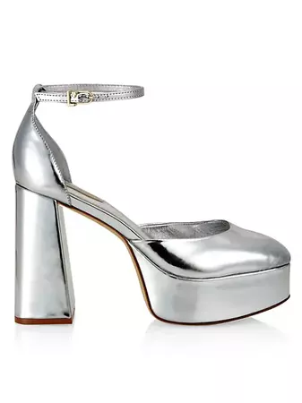 Shop Larroudé Ari Metallic Leather Ankle-Strap Platform Sandals | Saks Fifth Avenue