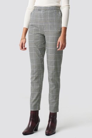 High Waist Checkered Suit Pant Grau | na-kd.com