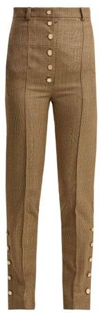 Hillier Bartley - High Rise Checked Wool Trousers - Womens - Brown Multi