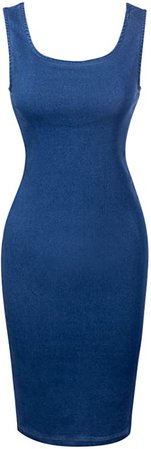 Design by Olivia Women's Sleeveless Basic Stretchable Denim Midi Dress at Amazon Women’s Clothing store
