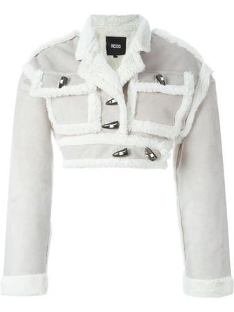 cropped white fur leather jacket