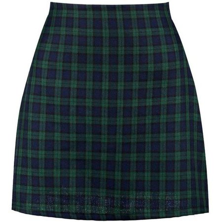 blue-green plaid skirt