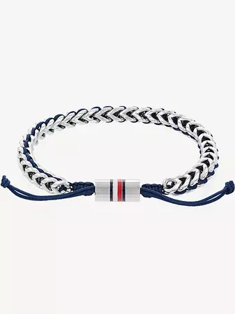 Navy Braided Stainless Steel Bracelet | SILVER | Tommy Hilfiger