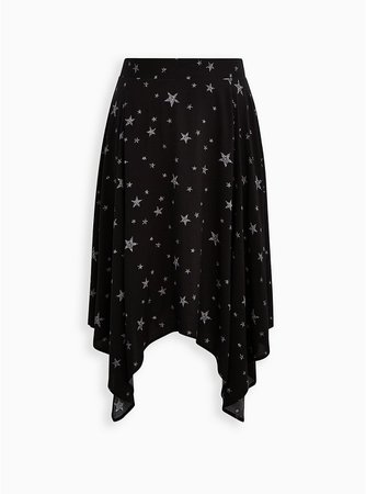 Handkerchief Midi Skirt - Challis Star Black