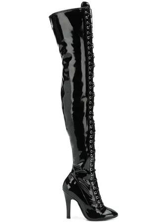 Moschino lace-up Thigh High Boots - Farfetch