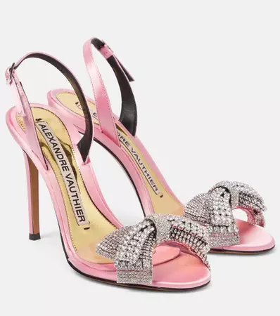 Crystal Embellished Satin Slingback Sandals in Pink - Alexandre Vauthier | Mytheresa