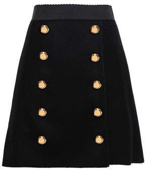 Button-embellished Wool-felt Mini Skirt