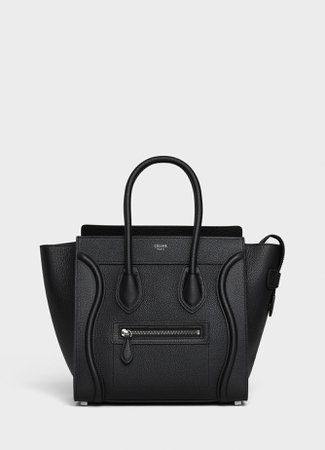 Micro Luggage handbag in drummed calfskin - Black - Official website | CELINE