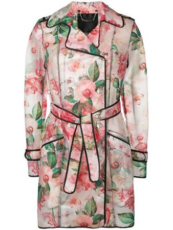 Philipp Plein translucent floral trench coat
