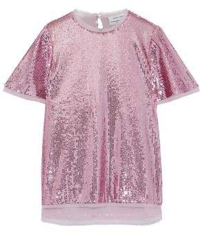 Thomson Frayed Georgette-trimmed Sequined Tulle T-shirt