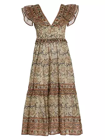 Shop Sea Marlee Smocked Cotton Midi-Dress | Saks Fifth Avenue