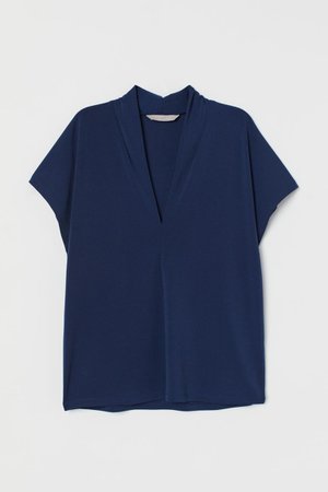 V-neck Top - Dark blue - Ladies | H&M US