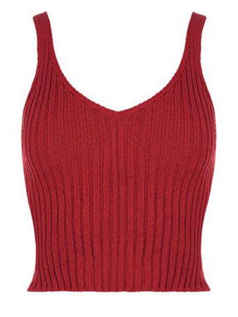 Women Stretch Sleeveless V Neck Knitted Cropped Short Tank Top