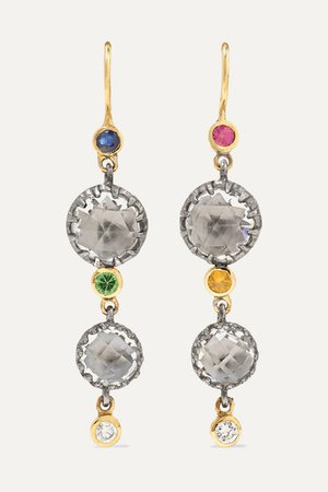 Larkspur & Hawk | Sadie 14-karat gold and rhodium-dipped multi-stone earrings | NET-A-PORTER.COM