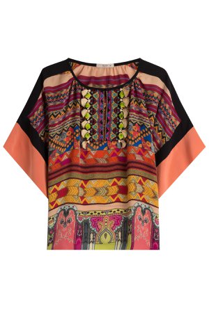 Printed Silk Blouse with Fringes Gr. IT 40