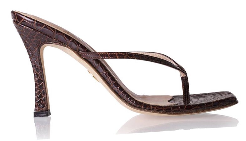 brother vellies brown leather snake skin low heel sandal square toe