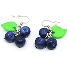 Amazon.com: Blueberry earrings Handmade Unique Berries Polymer Clay blue berry jewelry Fruit jewellery Mini Food summer Woodland Forest berries jewelry gift for girl : Handmade Products