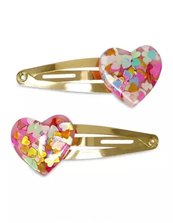Pink Poppy Glitter Resin Heart Hair Accessories Set In Pink | MYER