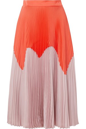 Roksanda | Two-tone pleated satin midi skirt | NET-A-PORTER.COM