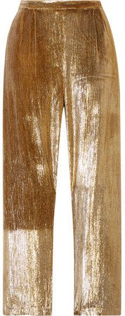 Holmes Cropped Metallic Velvet Straight-leg Pants - Gold