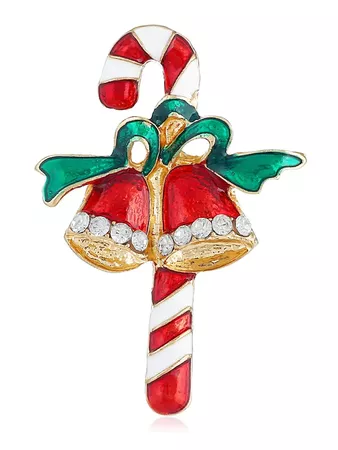 DressLily.com: Photo Gallery - Christmas Cane Bell Rhinestone Brooch