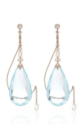 Platinum, Aquamarine and Diamond Earrings by Munnu The Gem Palace | Moda Operandi