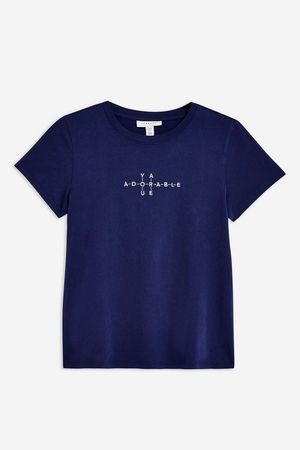 Navy Adorable Crossword T-Shirt | Topshop