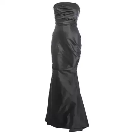 Vivienne Westwood gunmetal grey silk taffeta draped evening dress, fw 2001 For Sale at 1stDibs | gunmetal grey dress, gunmetal evening gown, grey taffeta dress