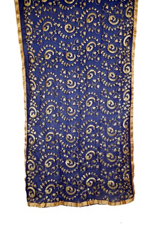 Blue Gotta Patti Handmade Dupatta Indian Art Silk scarf | Etsy