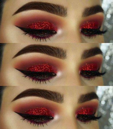 Red glitter makeup