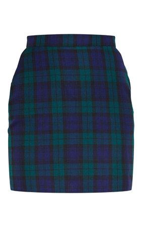 Navy Check Woven Mini Skirt | Skirts | PrettyLittleThing USA