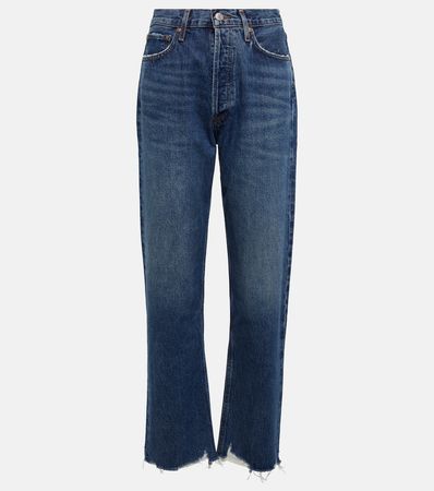 90 S Pinch Waist High Rise Jeans in Blue - Agolde | Mytheresa