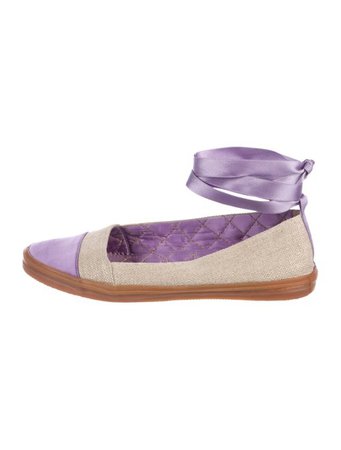 Yves Saint Laurent Canvas Round-Toe Flats - Shoes - YVE86488 | The RealReal