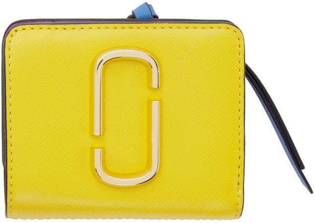 Marc Jacobs: Yellow Mini Snapshot Compact Wallet | SSENSE