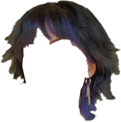 androgynous hair wolf cut blue black