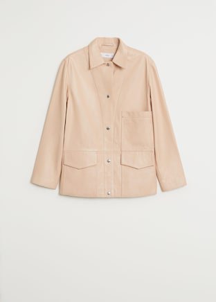 Leather jacket - Women | Mango USA peach