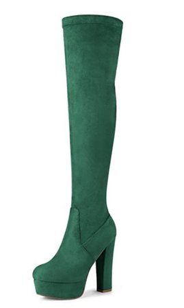 green thigh high boots
