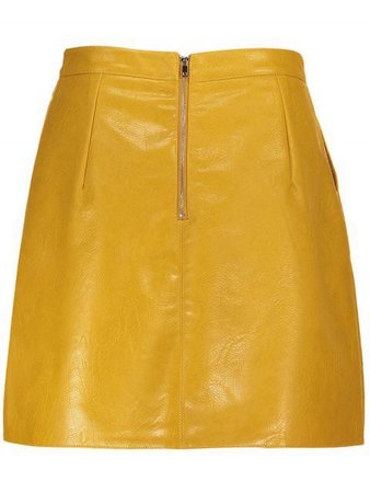 Zaful A Line PU Leather Mini Skirt - Yellow
