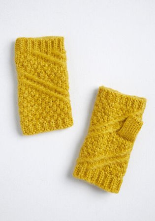 In a Textured Manner Gloves Yellow | ModCloth